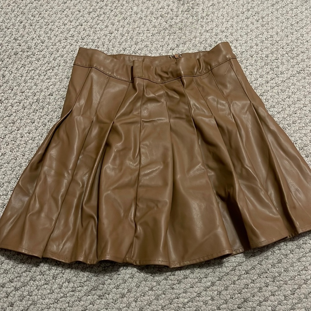 West of Melrose Tilly’s pleated pleather skirt brown
